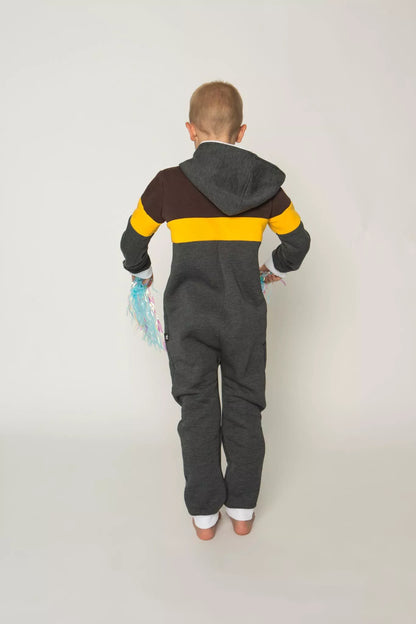 Sofa Killer grafito spalvos vaikiškas kombinezonas rudais pečiais