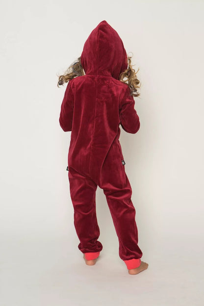 Sofa Killer bordo spalvos vaikiškas veliūrinis kombinezonas