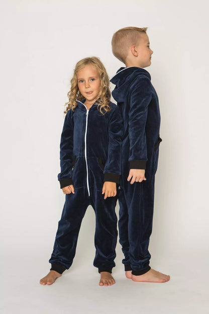 Sofa Killer tamsiai mėlynas vaikiškas veliūrinis kombinezonas
