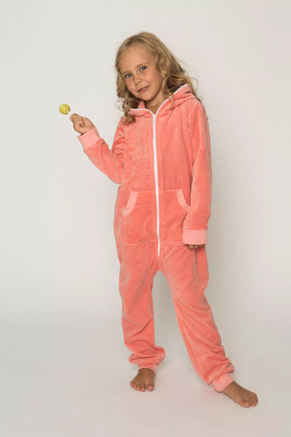 Sofa Killer persiko spalvos vaikiškas veliūrinis kombinezonas